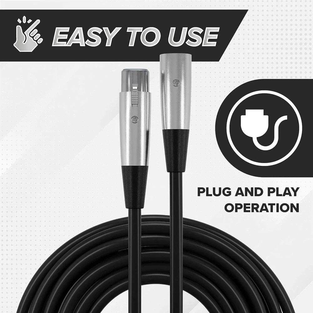 XLR Male to XLR Female Microphone Extension Cable - 6mm Cable with 3P